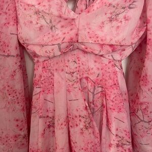 Floral Pink Long Sleeve Dress